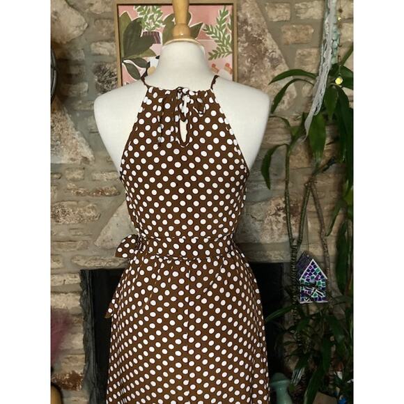 Brown Polka Dot Halter Dress - Ecowish - Size SM - Picture 5 of 8